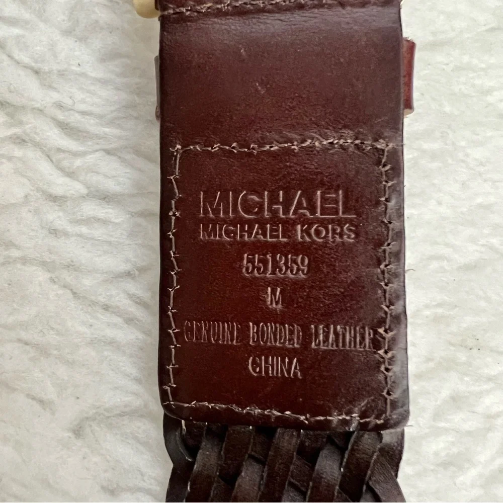 Michael Kors weave Dark Brown Leather Women’s Belt M